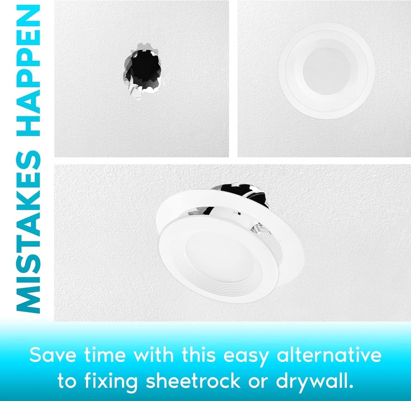 LUXRITE 4 Pack White Goof Trim Ring for 4 Inch Recessed Lights and Ceiling Light Fixtures, Outer Diameter 5.75 Inches, Inner Diameter 4.25 Inches, Metal Construction, Cover Damaged or Messy Ceilings - Image 2